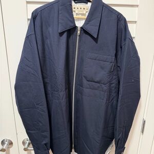 Marni Navy Zip-Up Shirt Jacket